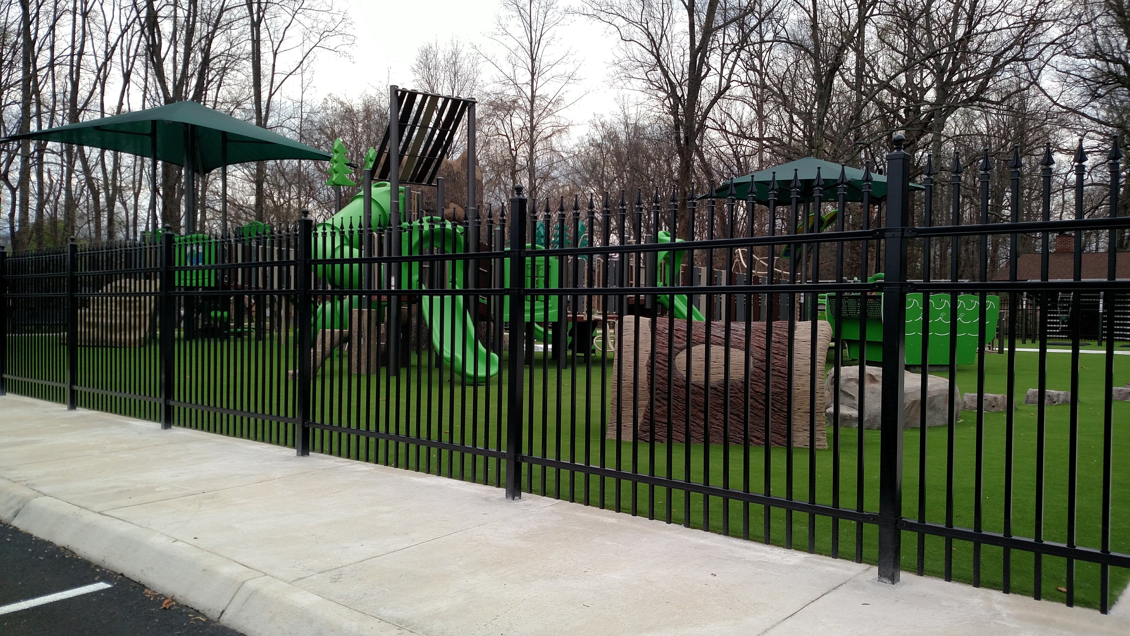 Aluminum fence around playground