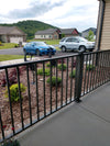 Image of Handrail system from Myyardfence Black metal fence panels residential Fences come standard in 6' lengths and are available in 3', 4', 5', and 6' heights. Available at Myyardfence.com